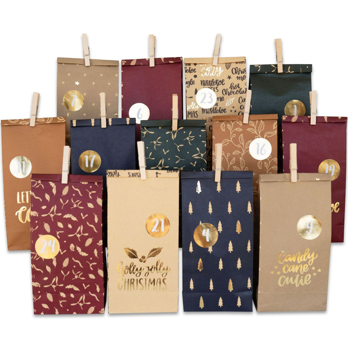 Adventskalender Tüten Gold bedruckt