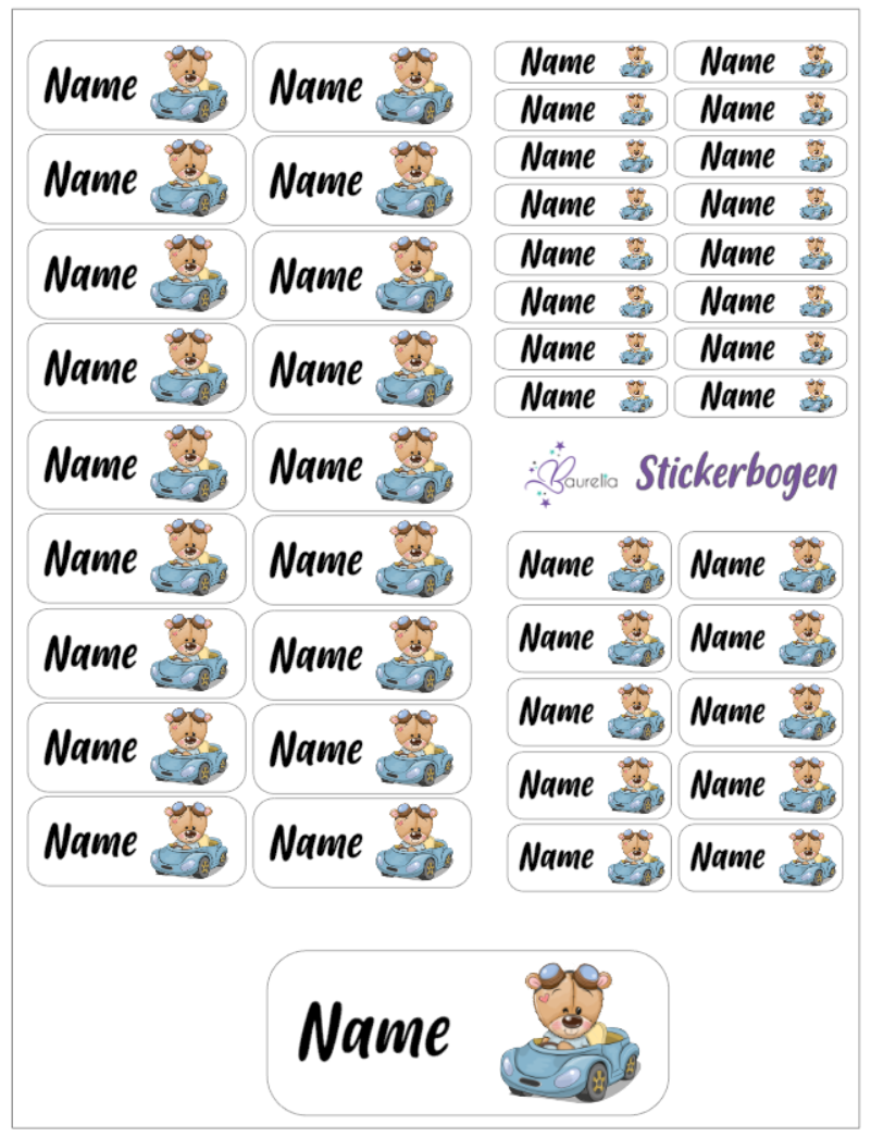 Baurelia Stickerset mit Name Bär 5