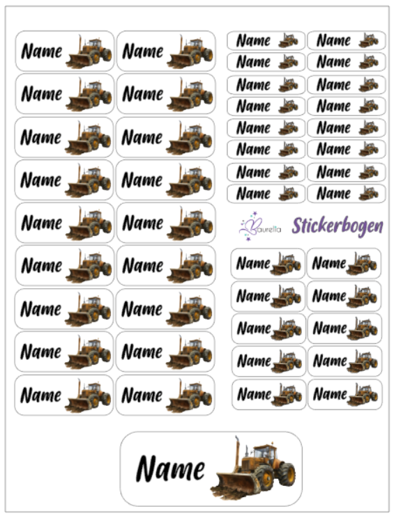 Baurelia Stickerset mit Name Bagger 5