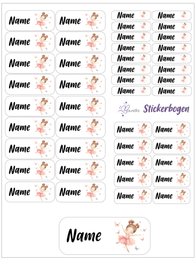 Baurelia Stickerset mit Name Ballerina 1