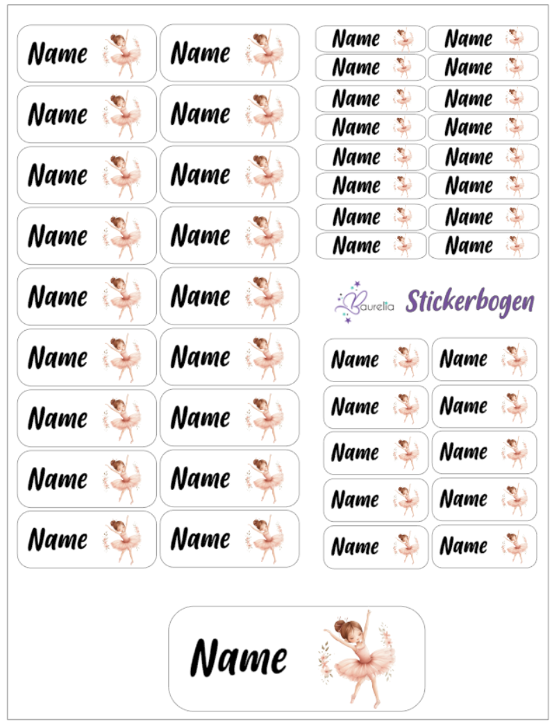 Baurelia Stickerset mit Name Ballerina 2