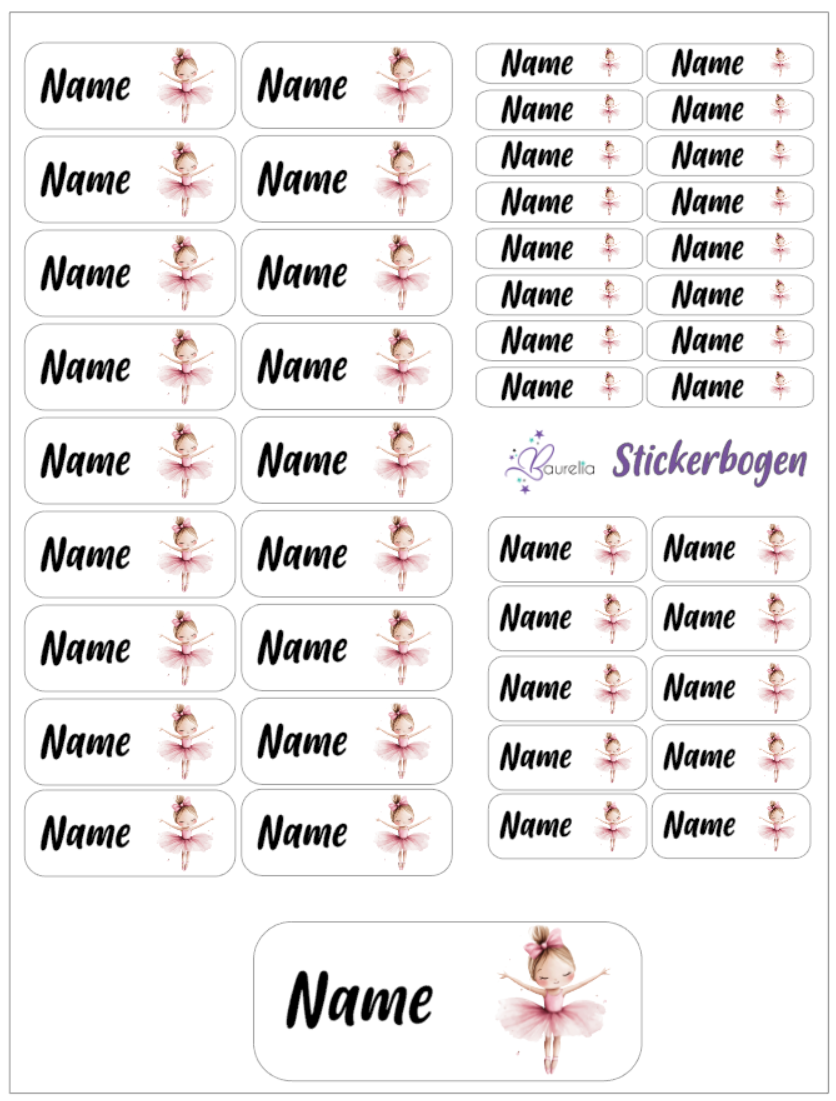 Baurelia Stickerset mit Name Ballerina 3