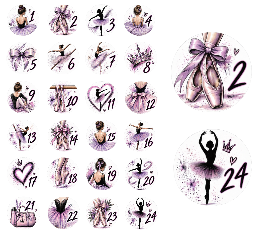 Adventskalender Zahlensticker Ballerina 1