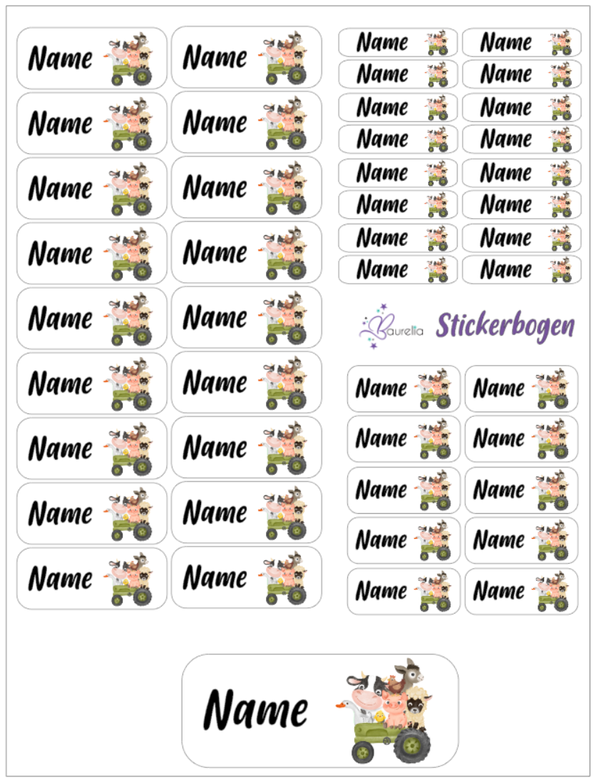 Baurelia Stickerset mit Name Bauernhof 4