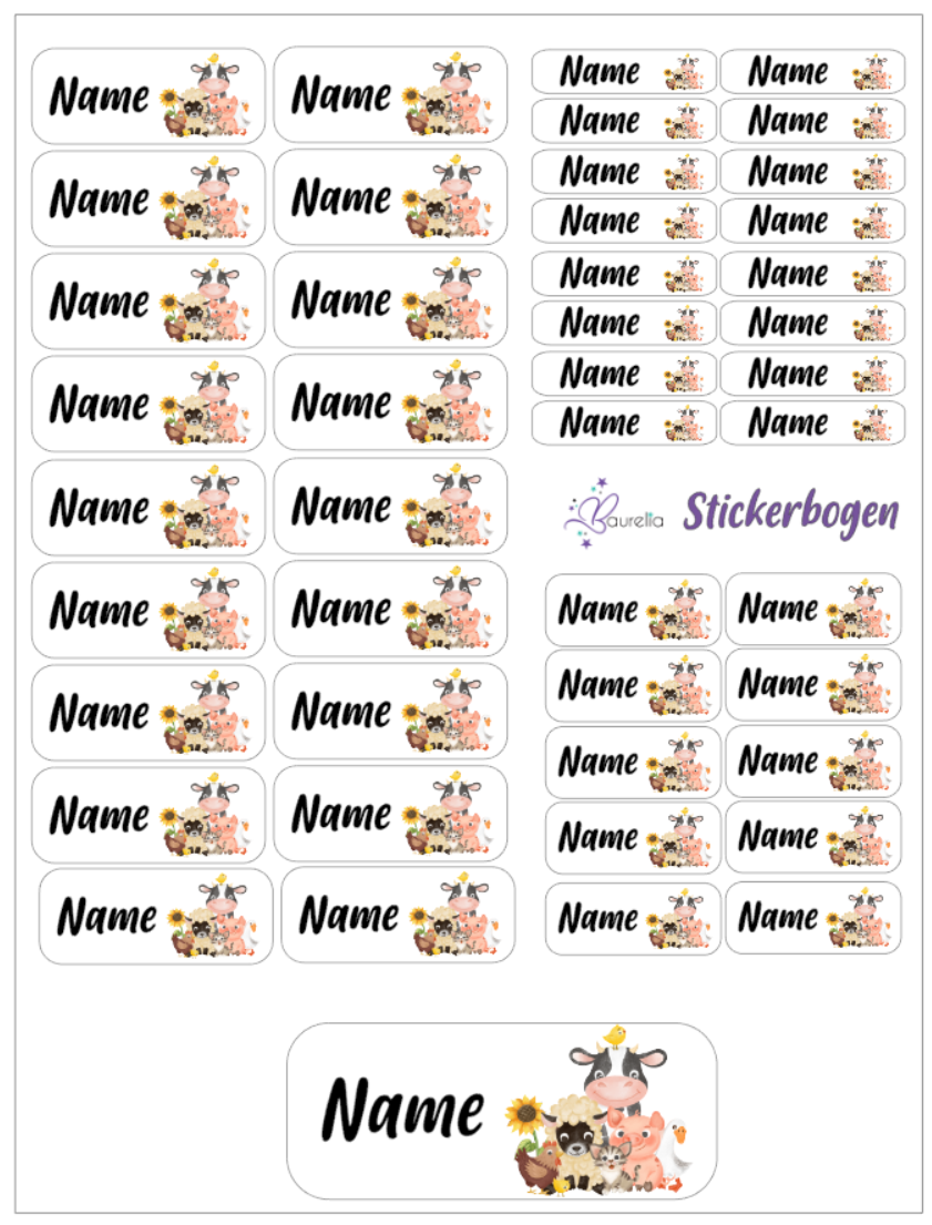 Baurelia Stickerset mit Name Bauernhof 1