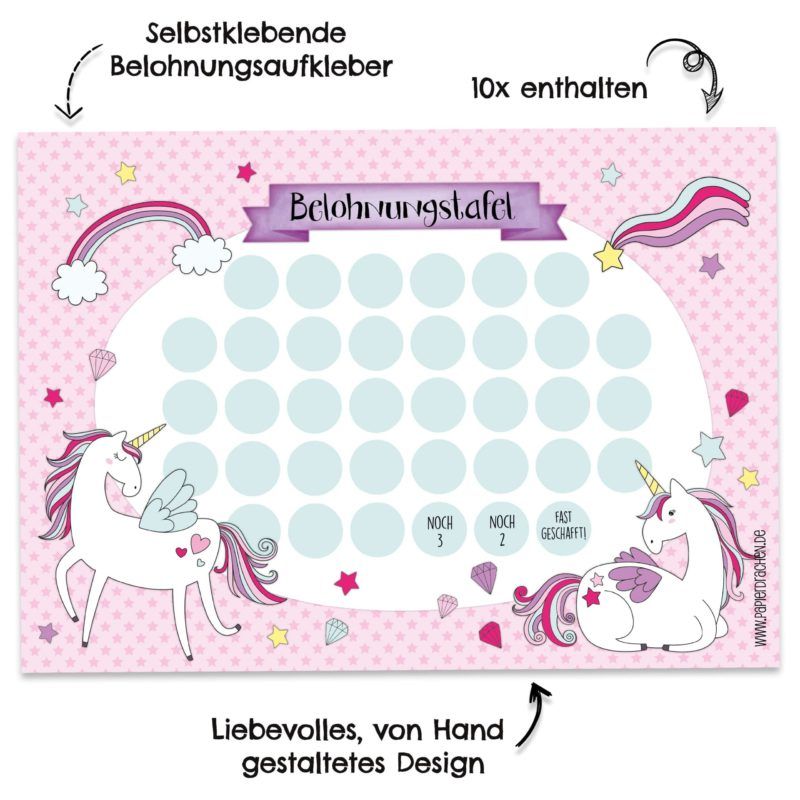 Belohnungstafel Einhorn Rosa