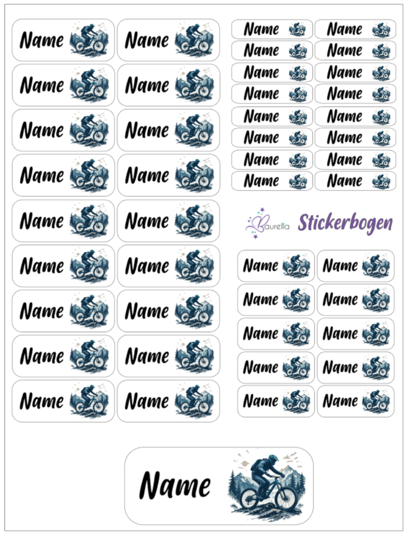 Baurelia Stickerset mit Name Biker 1