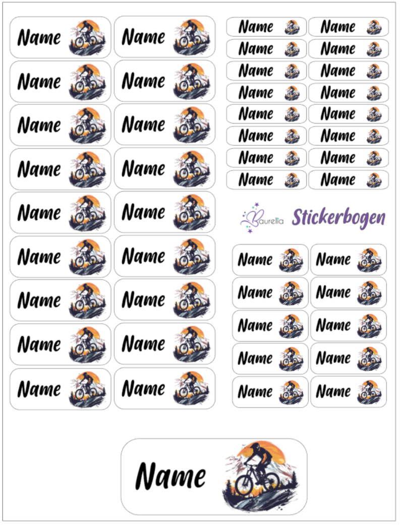 Baurelia Stickerset mit Name Biker 2