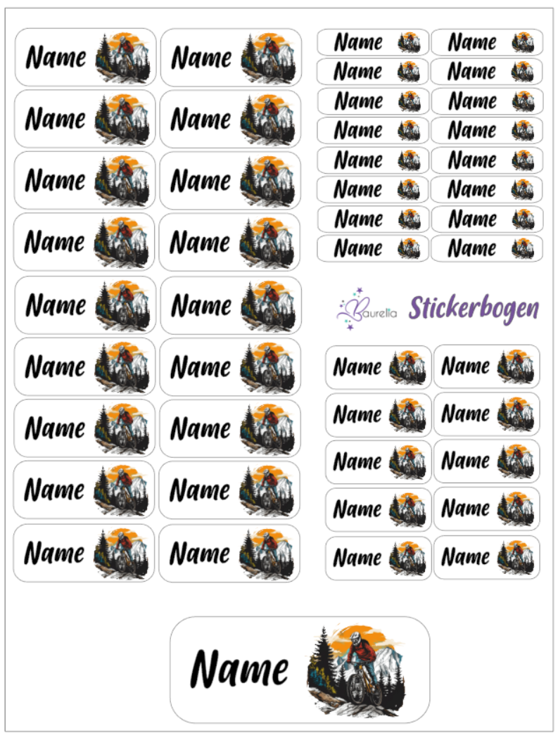 Baurelia Stickerset mit Name Biker 3