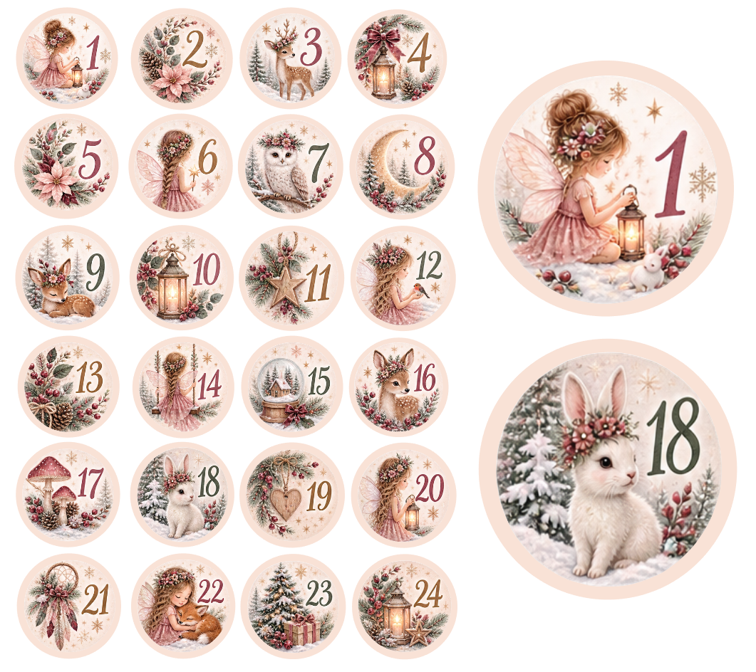 Adventskalender Zahlensticker Boho 1