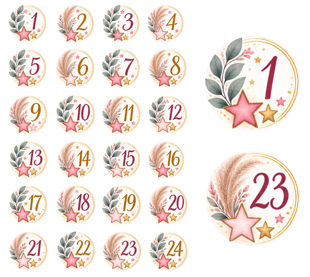 Adventskalender Zahlensticker Boho 10
