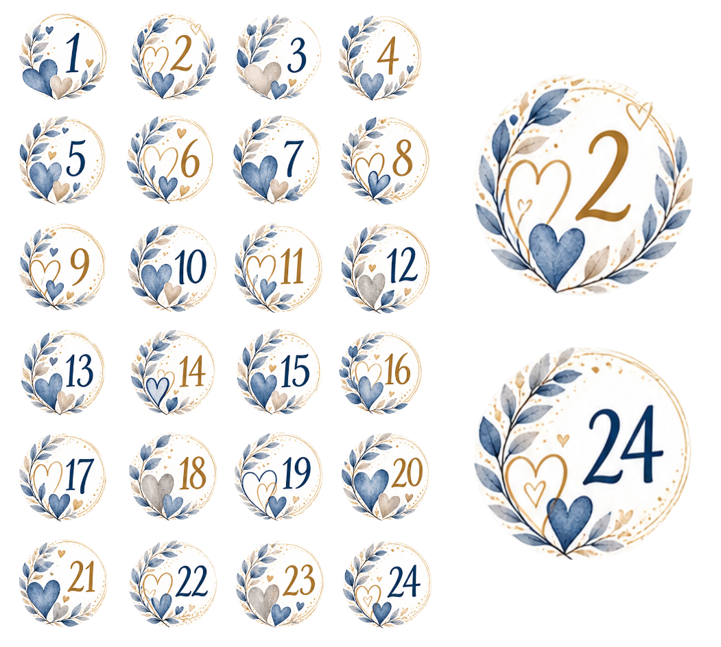 Adventskalender Zahlensticker Boho 4