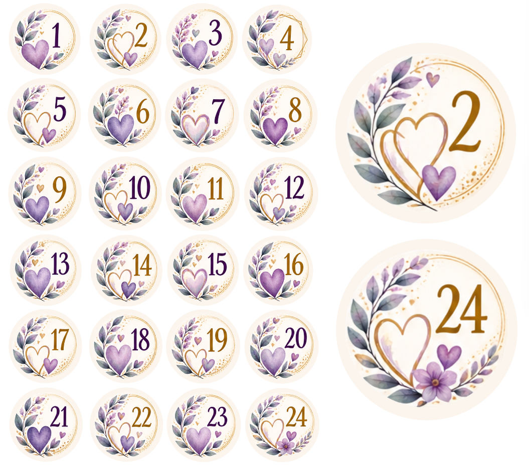 Adventskalender Zahlensticker Boho 6