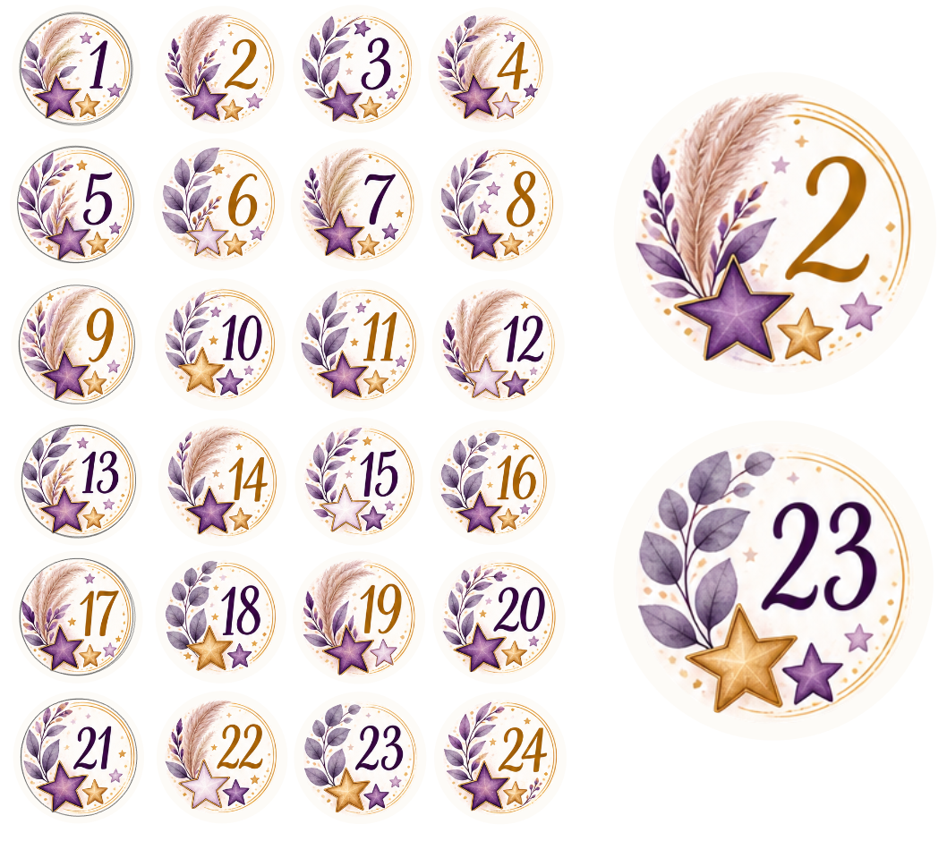 Adventskalender Zahlensticker Boho 9