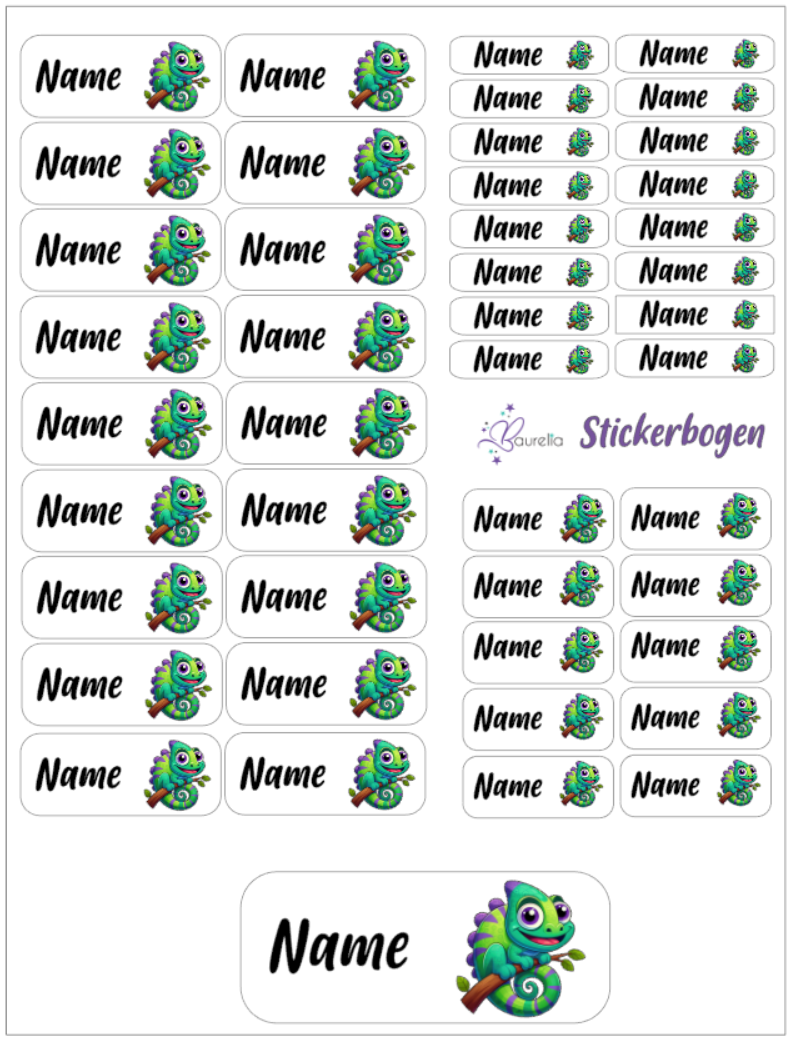 Baurelia Stickerset mit Name Chameleon 2