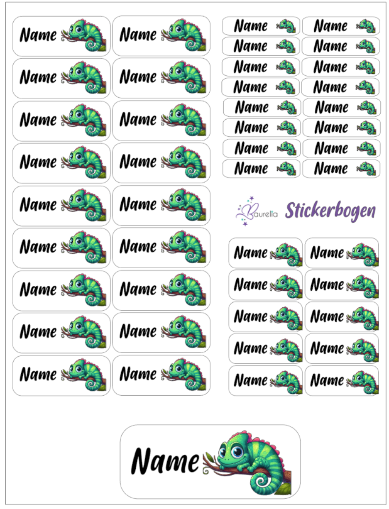 Baurelia Stickerset mit Name Chameleon 3