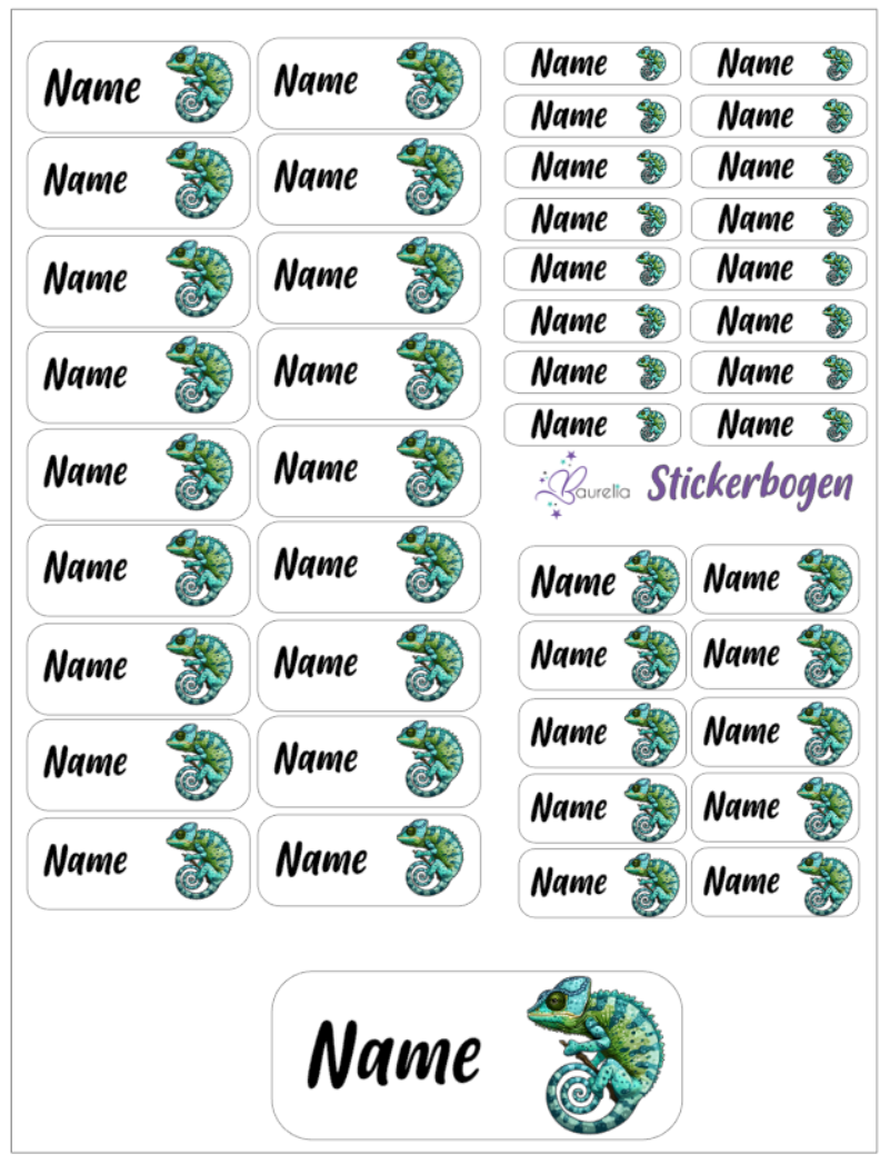Baurelia Stickerset mit Name Chameleon 5