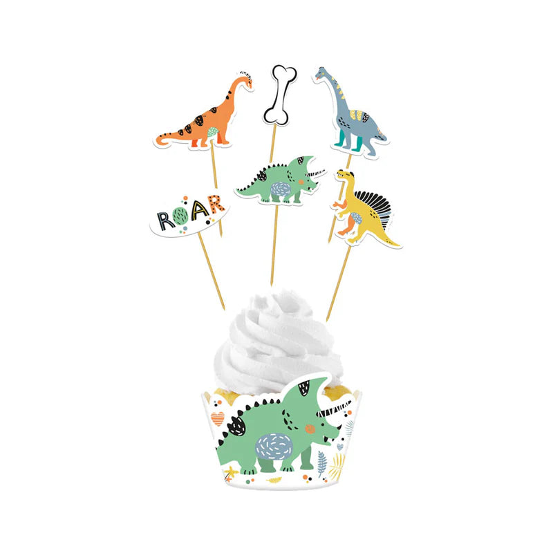 Cupcake und Muffinförmchen Set Dino