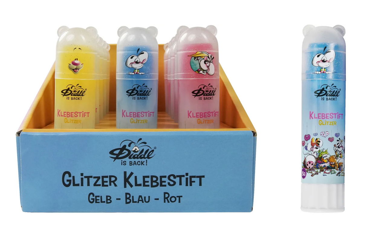 Diddl Klebestift mit Glitzer Blau