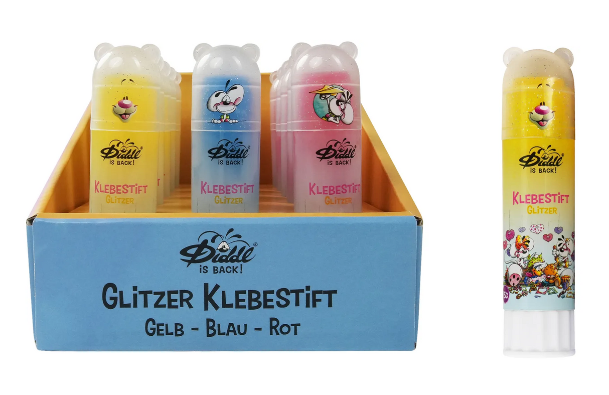 Diddl Klebestift mit Glitzer Gelb