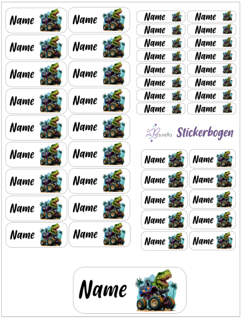 Baurelia Stickerset mit Name Dino 19