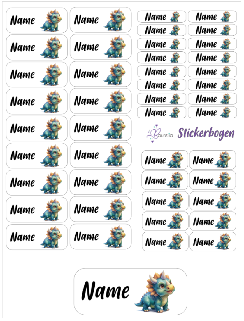 Baurelia Stickerset mit Name Dino 25