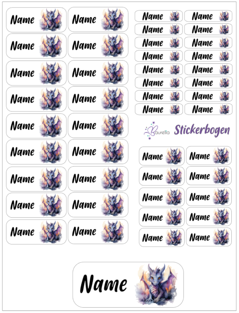 Baurelia Stickerset mit Name Drache 11