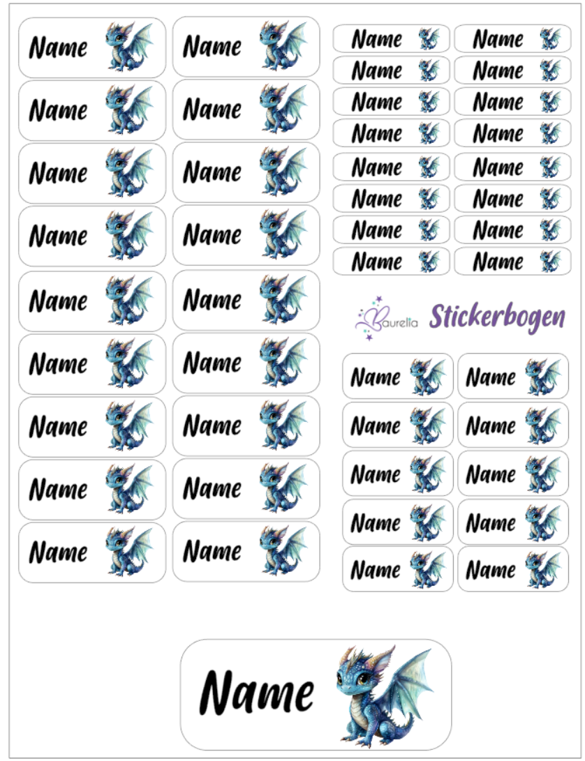 Baurelia Stickerset mit Name Drache 14