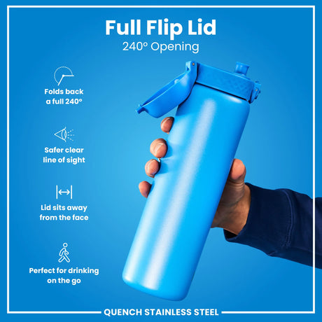 Edelstahl Trinkflasche Ion8 1200ml Blau