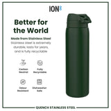 Edelstahl Trinkflasche Ion8 1200ml Dunkelgrün