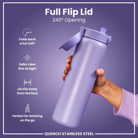 Edelstahl Trinkflasche Ion8 1200ml Lavendel