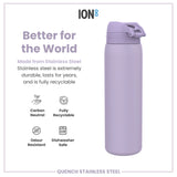 Edelstahl Trinkflasche Ion8 1200ml Lavendel