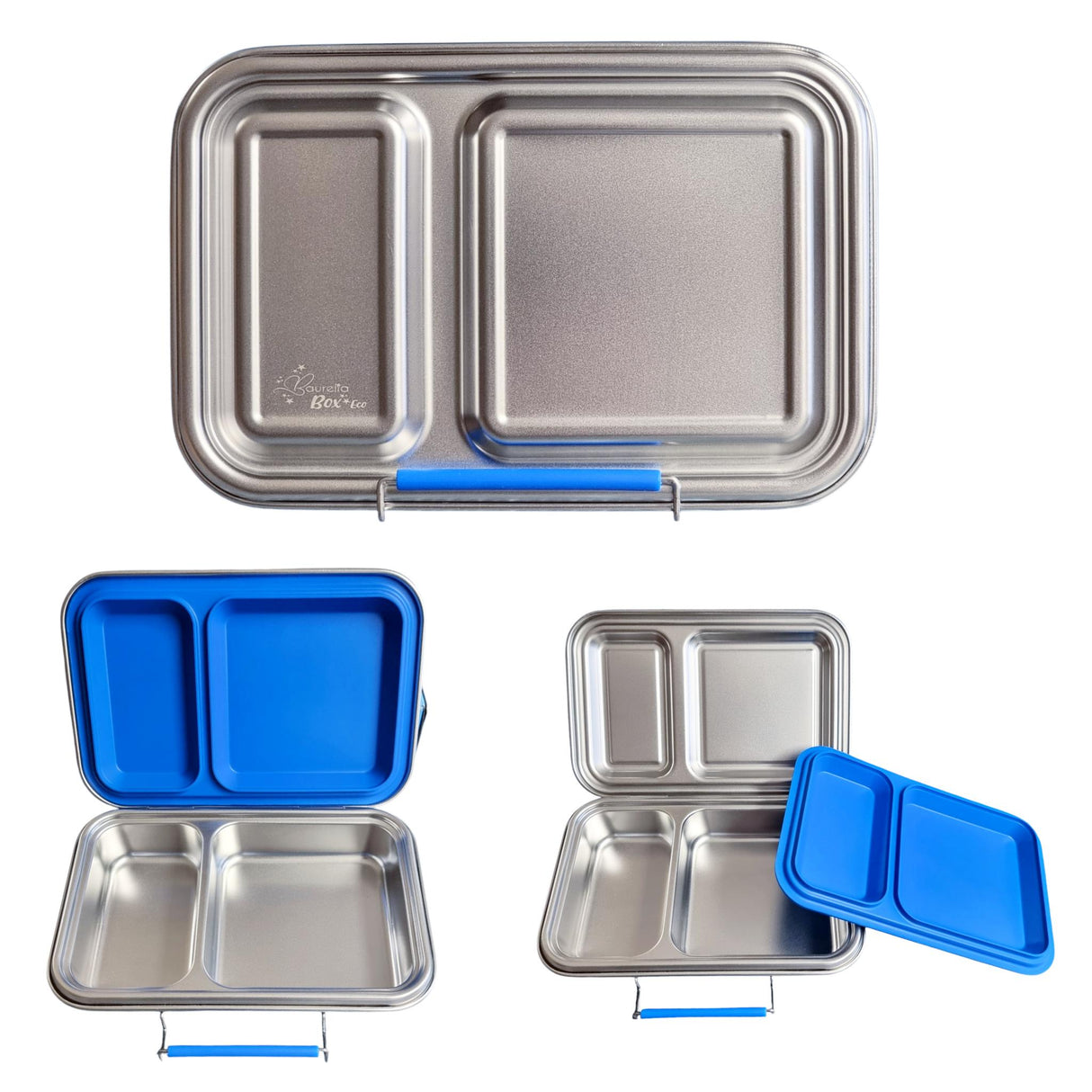 Edelstahl Znünibox Baurelia Box Eco mit 2 Unterteilungen Blau