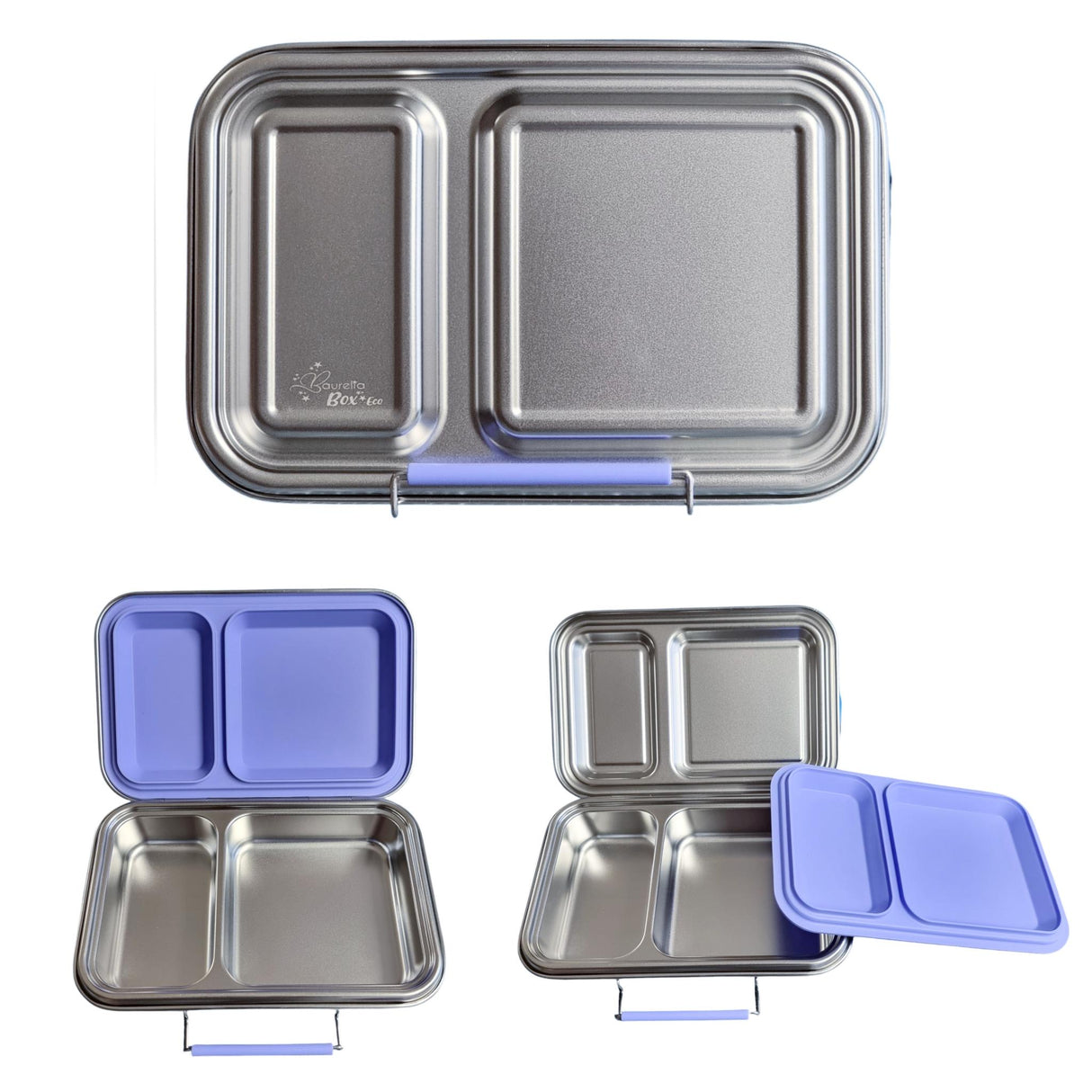 Edelstahl Znünibox Baurelia Box Eco mit 2 Unterteilungen Violett