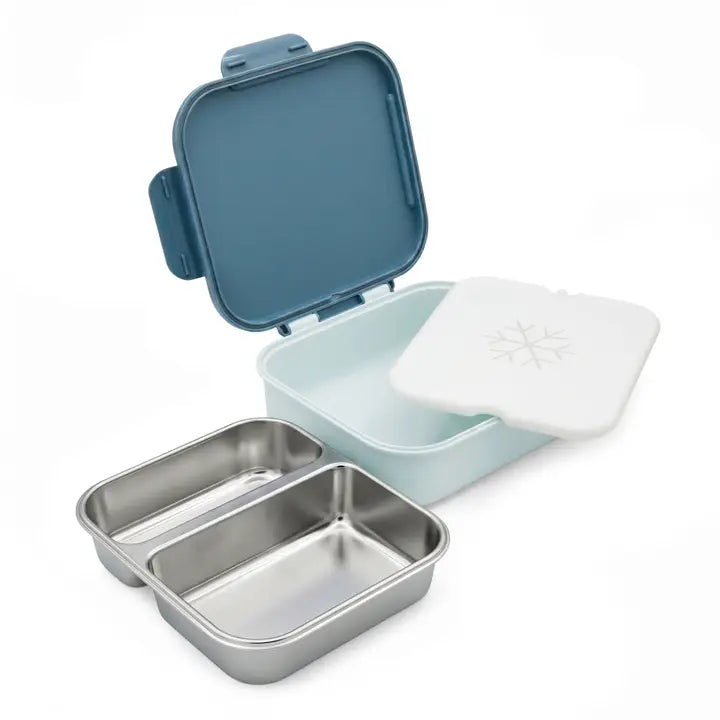 Znünibox Edelstahl mit Kühlakku Blau