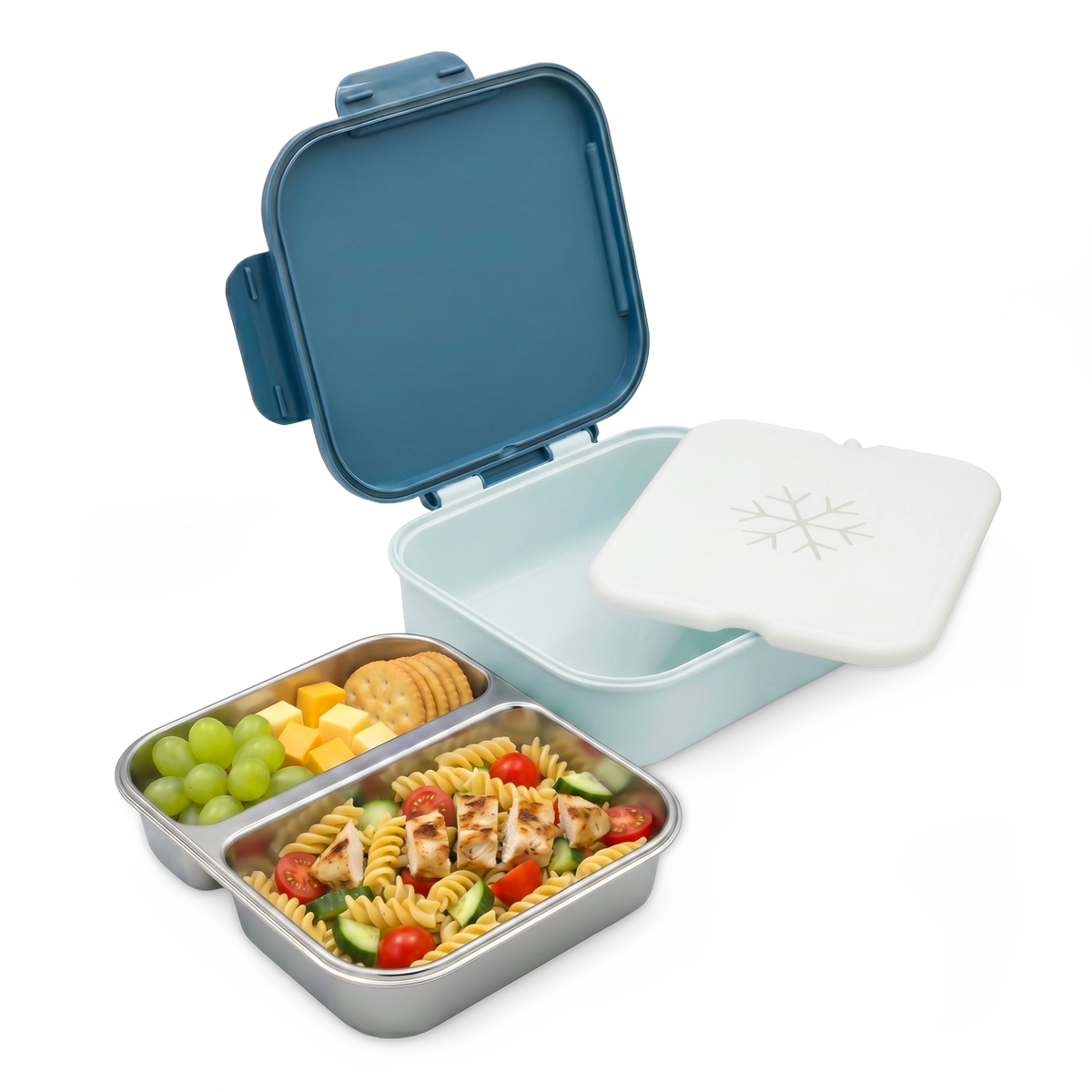 Znünibox Edelstahl mit Kühlakku Blau