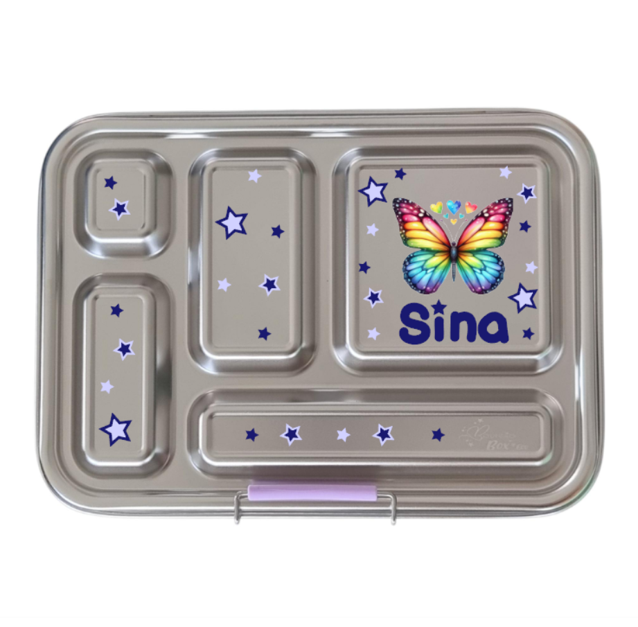 Edelstahl Znünibox Baurelia Box Eco mit 5 Unterteilungen Flieder