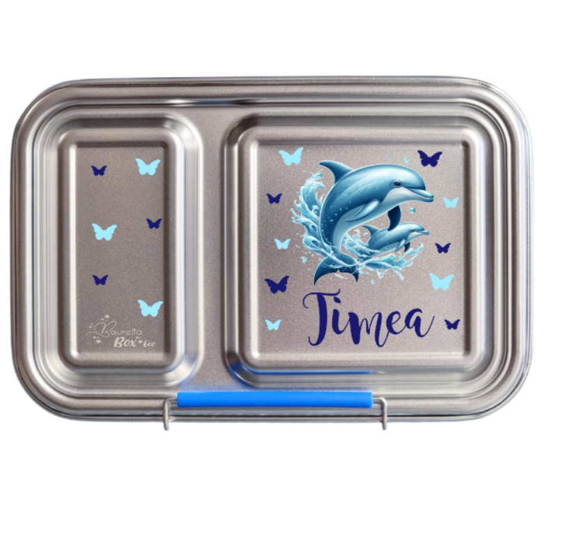 Edelstahl Znünibox Baurelia Box Eco mit 2 Unterteilungen Blau