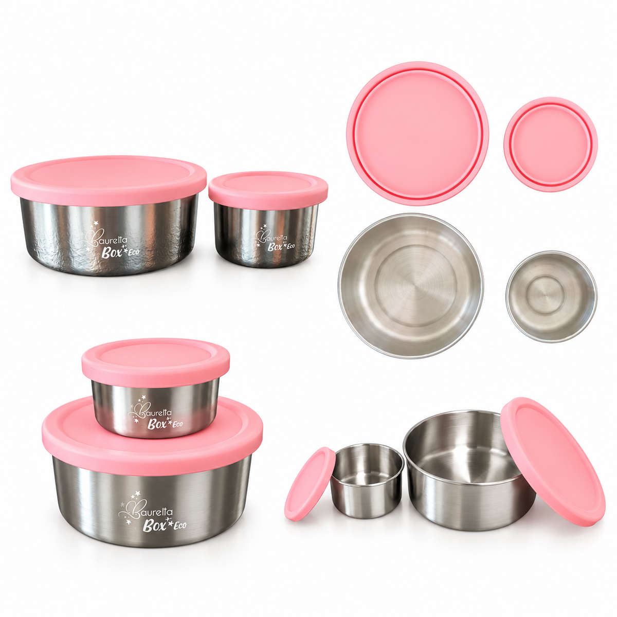 Baurelia Edelstahlbehälter 2er Set Rosa