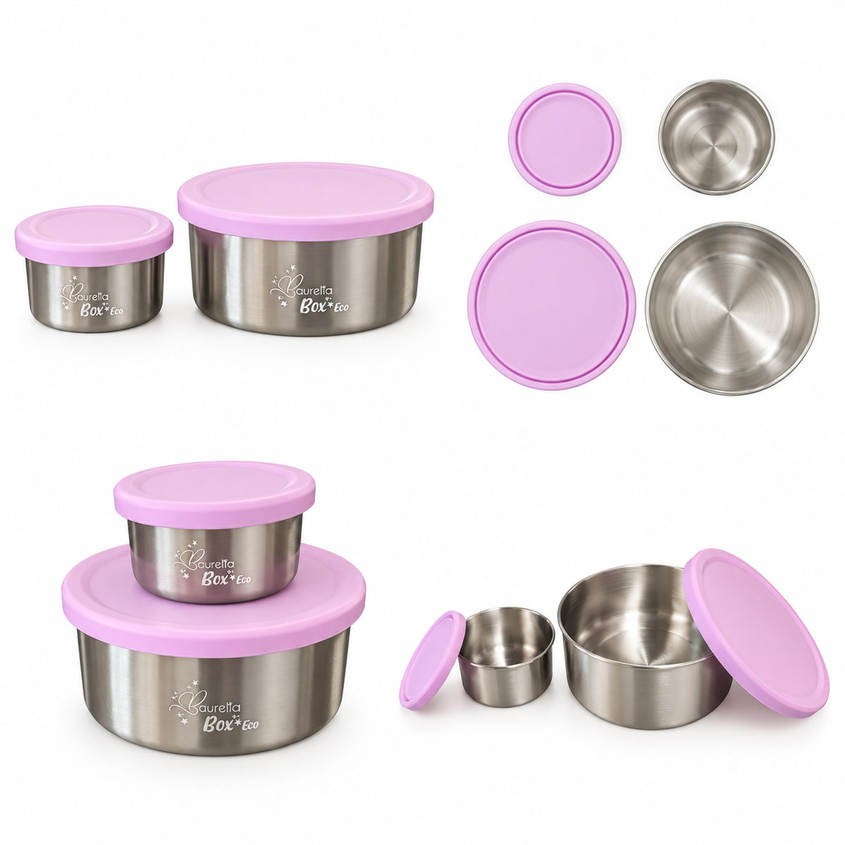 Baurelia Edelstahlbehälter 2er Set Flieder