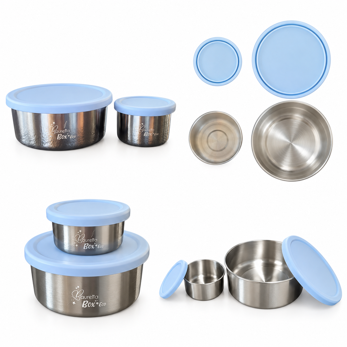 Baurelia Edelstahlbehälter 2er Set Pastellblau