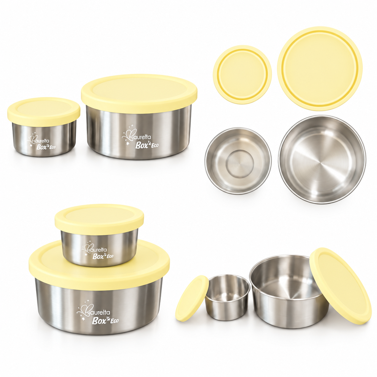 Baurelia Edelstahlbehälter 2er Set Pastellgelb