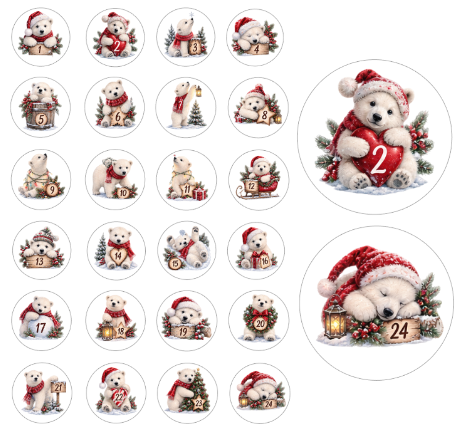 Adventskalender Zahlensticker Eisbär 1