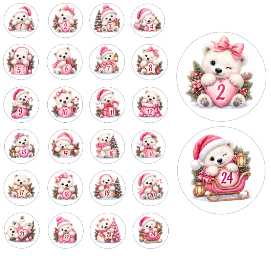 Adventskalender Zahlensticker Eisbär 3