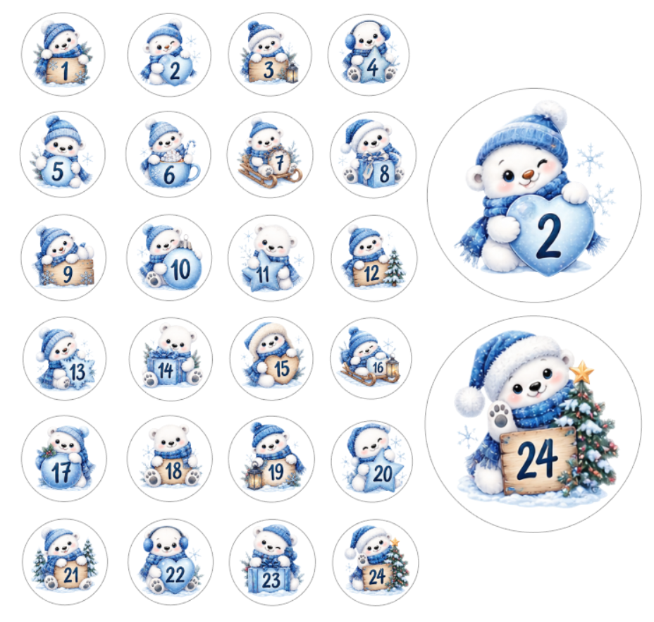 Adventskalender Zahlensticker Eisbär 4