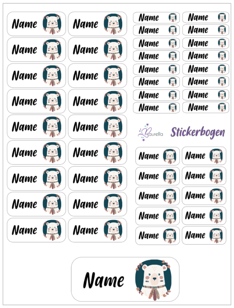 Baurelia Stickerset mit Name Eisbär 5