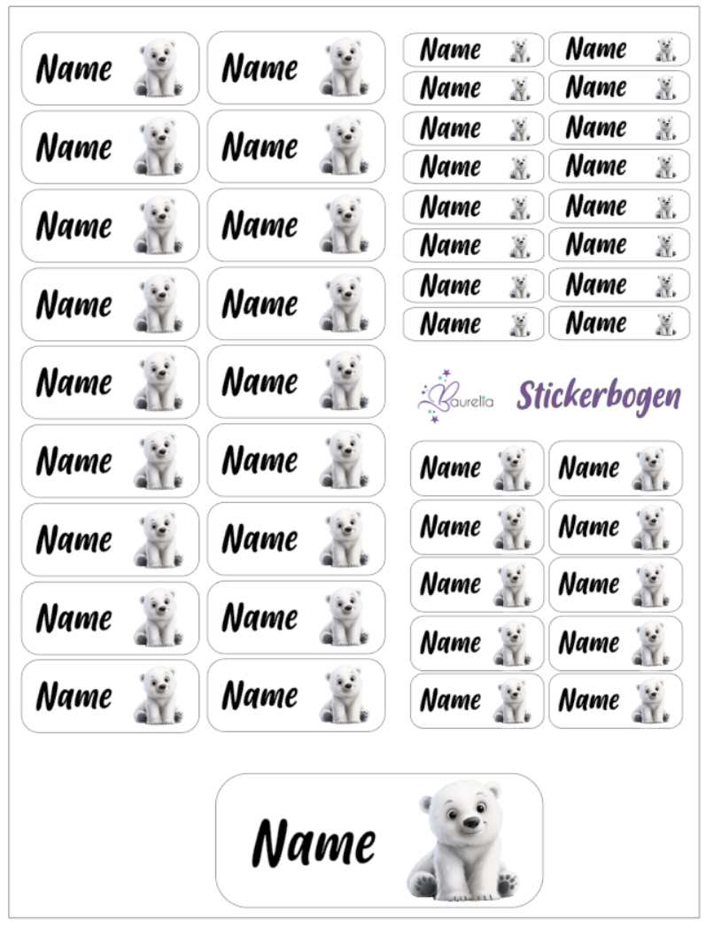 Baurelia Stickerset mit Name Eisbär 4