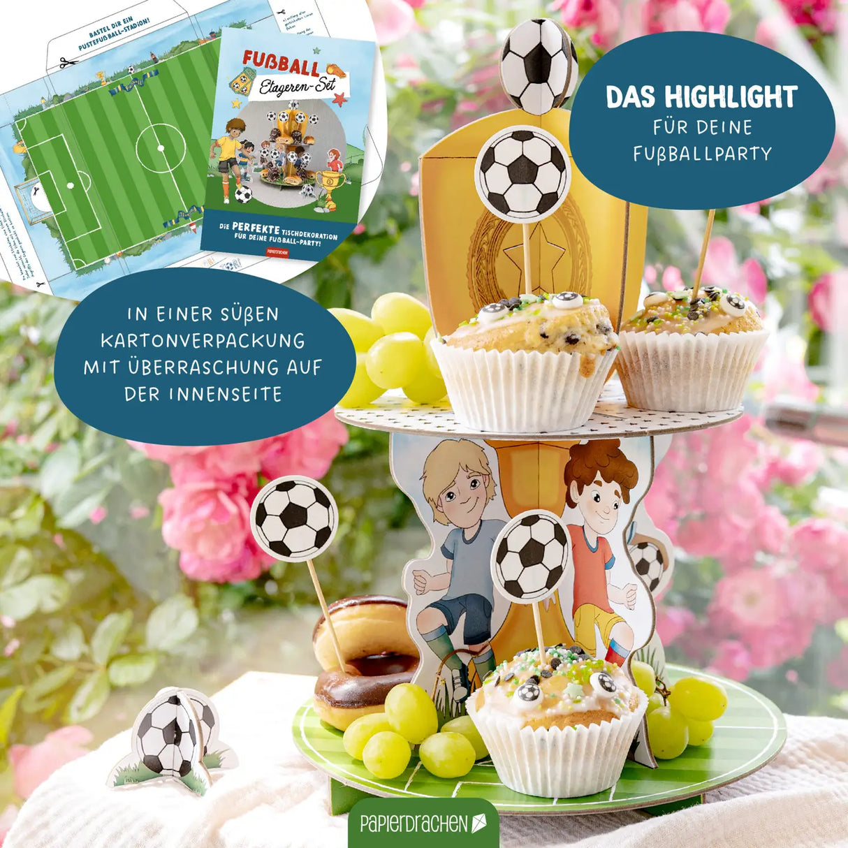 Muffin Etageren-Set Fussball