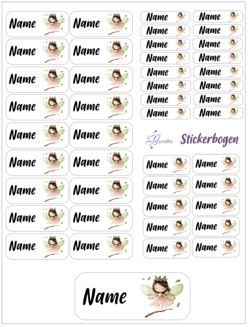 Baurelia Stickerset mit Name Fee 12