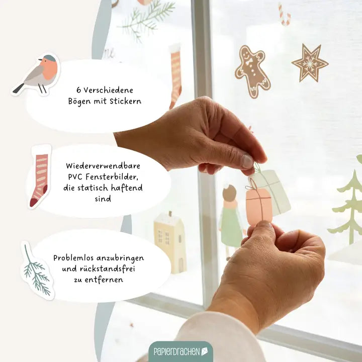 Fensteraufkleber Weihnachten Holly Jolly